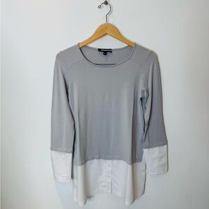 Anatomie Gray and White Women's Top- t-shirt feel with button down accents.